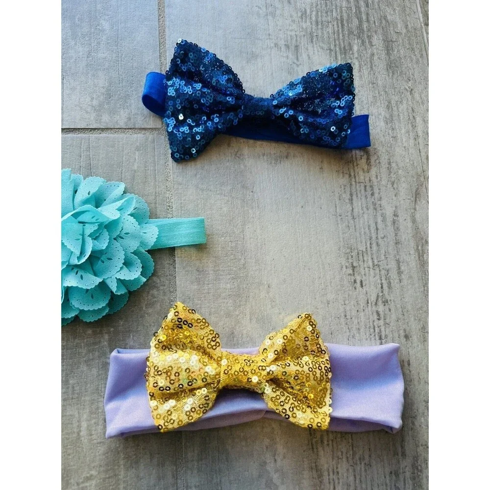 Baby Toddler Girl Headband Set of 5 Hair Accessories Bow Elastic Head Wrap 0-12m